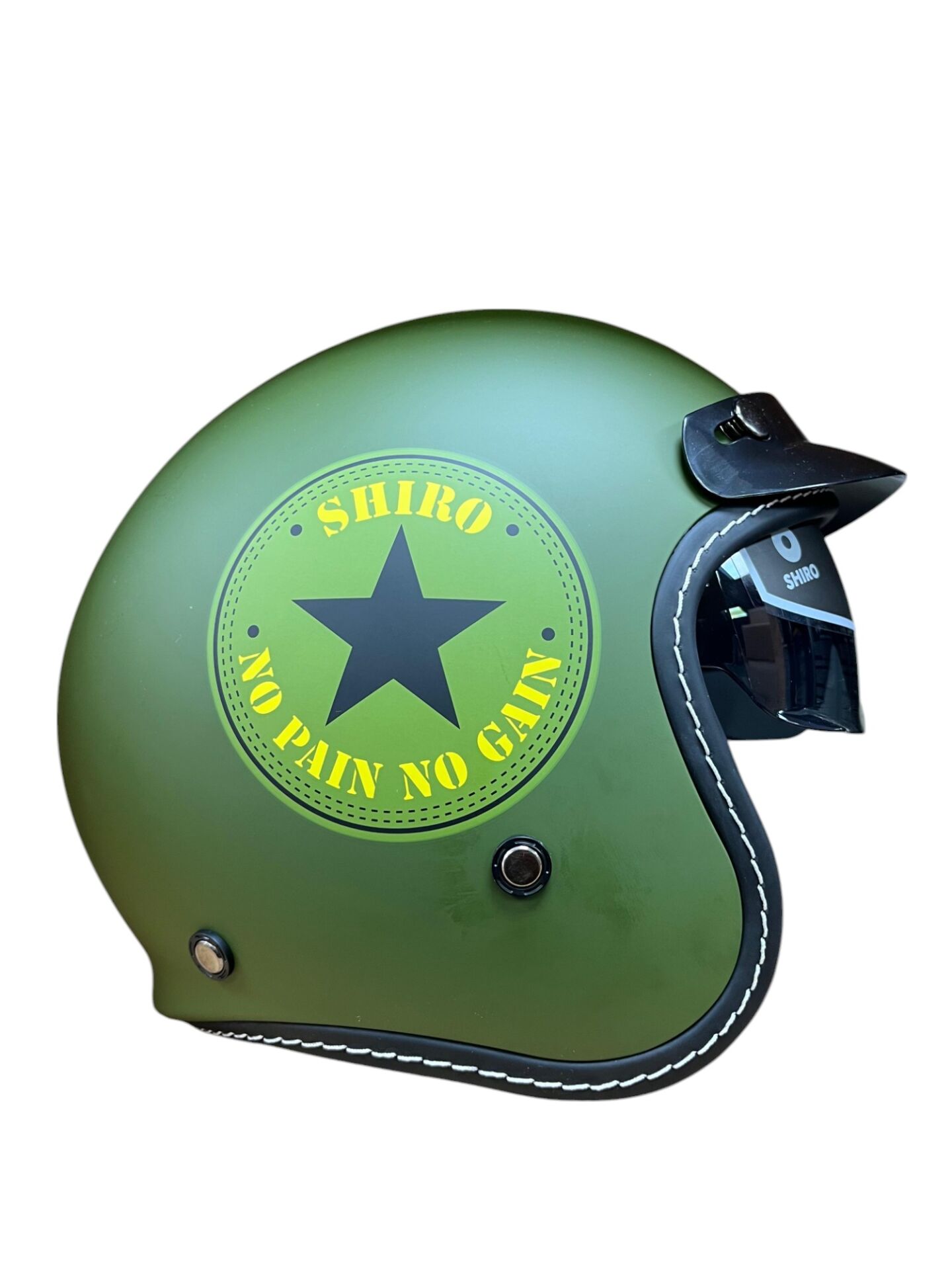 SHIRO Mat Yeşil Yarım Kask