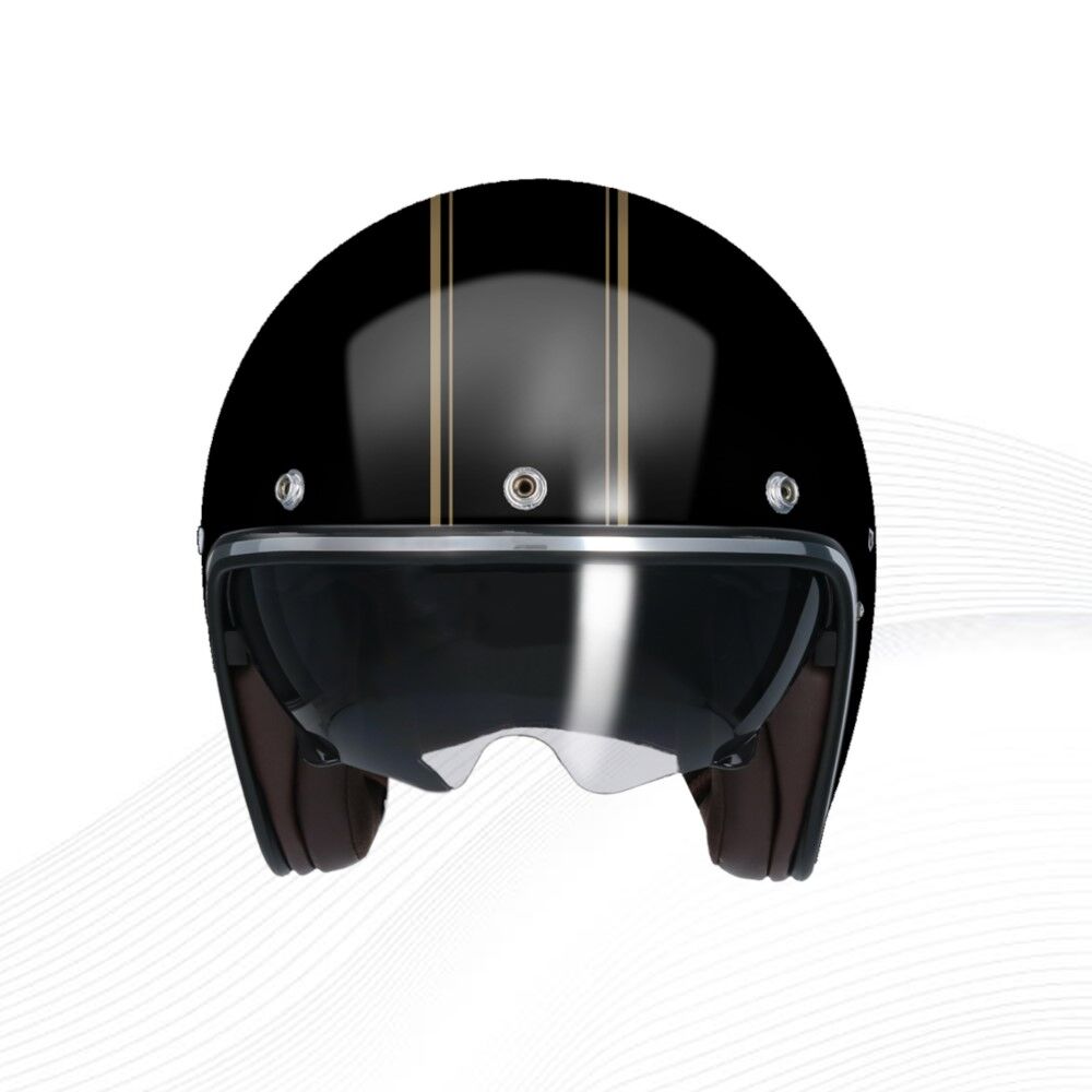 SHIRO Siyah Gold Çizgili Yarım Kask